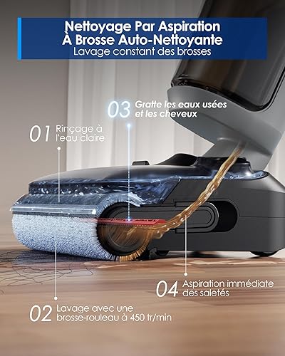 Tineco FLOOR ONE i5 Stretch Vacuum Cleaner Powerful Suction 20 kPa Tiltable to 180° Anti-tangle Cleaning Edges Two Sides 30 Minutes Autonomy Water Tanks Large Capacity - 4