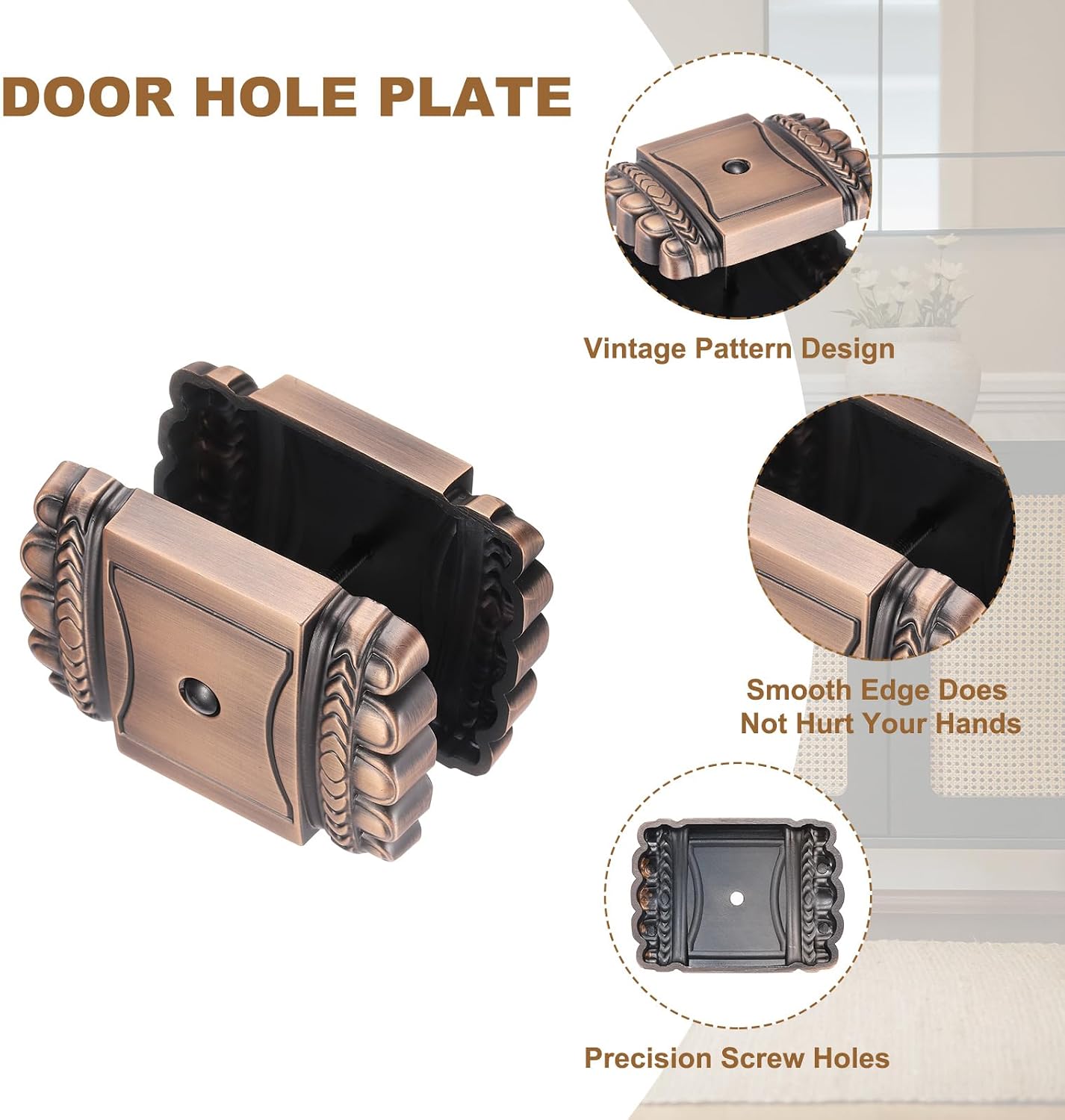 PATIKIL Door Hole Cover Plate, 1-3/16 Inch Zinc Alloy Rectangle Deadbolt Knobs Fixing Cover Fits Doors 1-3/16" to 4-3/4" Thick for Hole Filling Decoration, Bronze