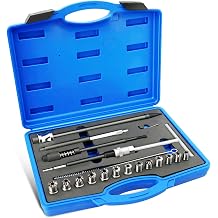 21-Piece Injector Sealing Seat Cutter Set Tool Set for Diesel Injectors Cleaning and Repair Set with 13 Cutters 19 mm Injector Cutter and Injector Sealing Ring Extractor