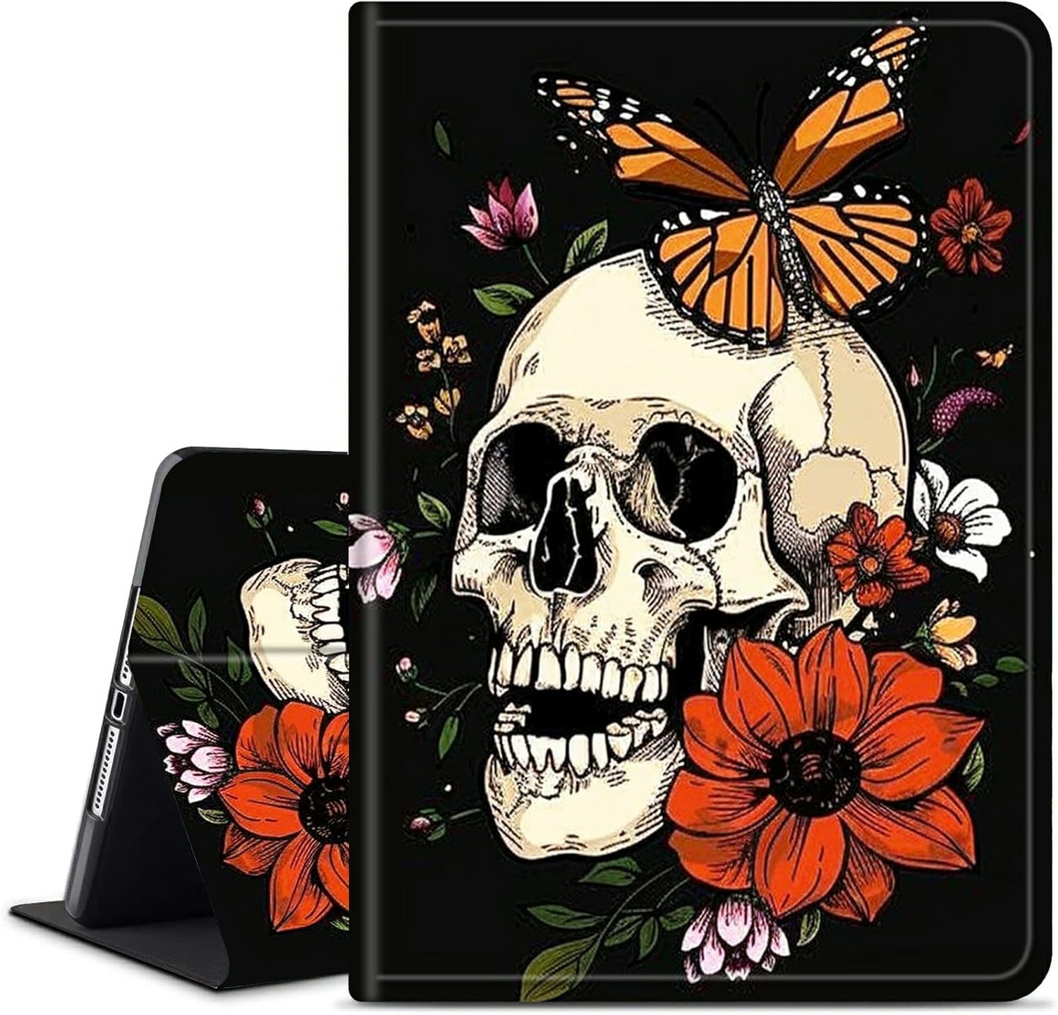 Case for Amazon Fire HD 10 & 10 Plus (13th Generation 2023 Release), PU Leather Multiple Viewing Angles & Kickstand Back Case Drop Protection Smart Cover with Auto Sleep/Wake, Gray Butterfly