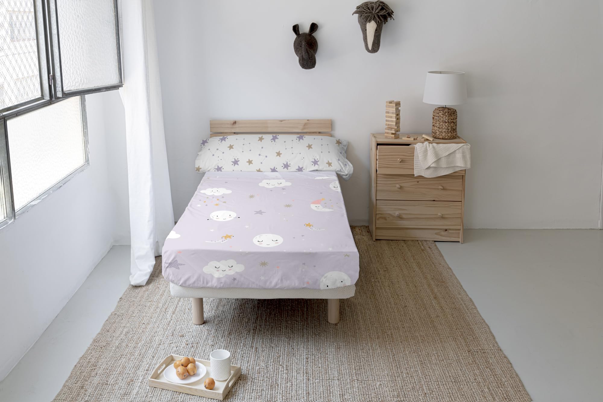Drap plat 160x270 cm Moons parure lit 80/90 en textile soigné et durable