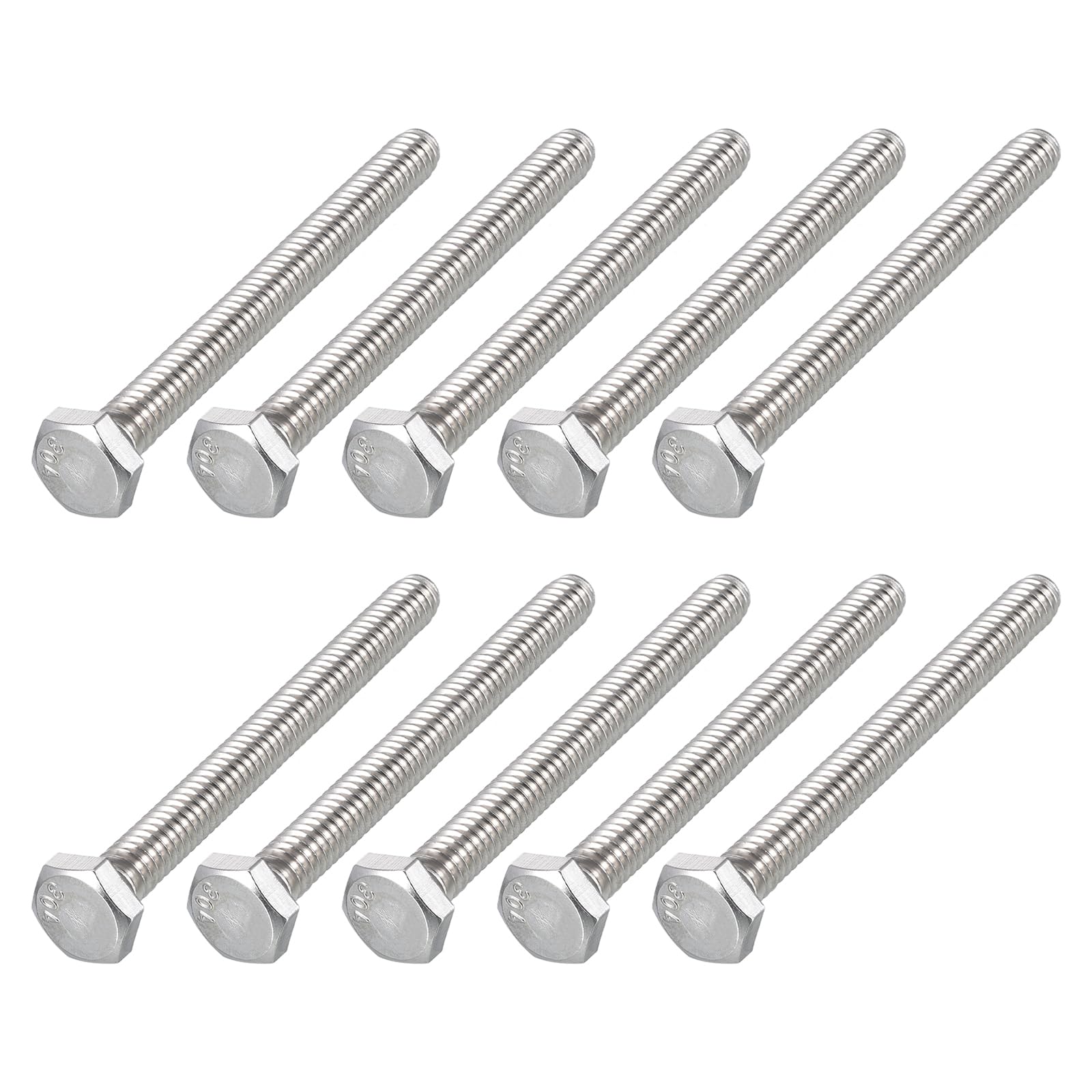 METALLIXITY Hex Head Bolts (1/4-20 x 2-1/2") 25Pcs, 304 Stainless Steel 18-8, Fully Threaded, External Hex Drive