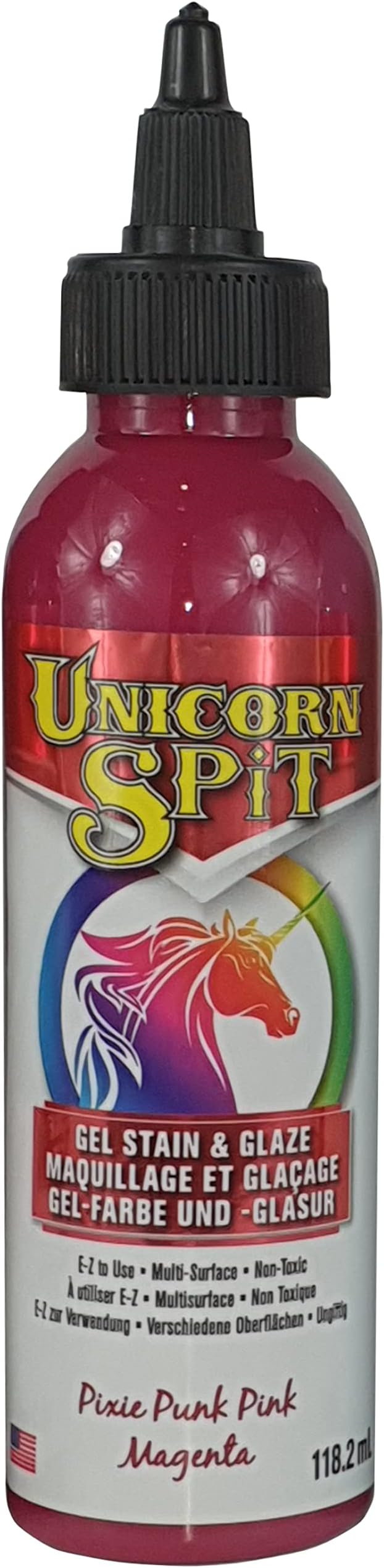 Unicorn SPiT Gel Stain and Glaze Pixie Punk Pink, Water Based Formula for Wood Furniture, Crafting Projects, DIY Upcycling Colourant, 118ml
