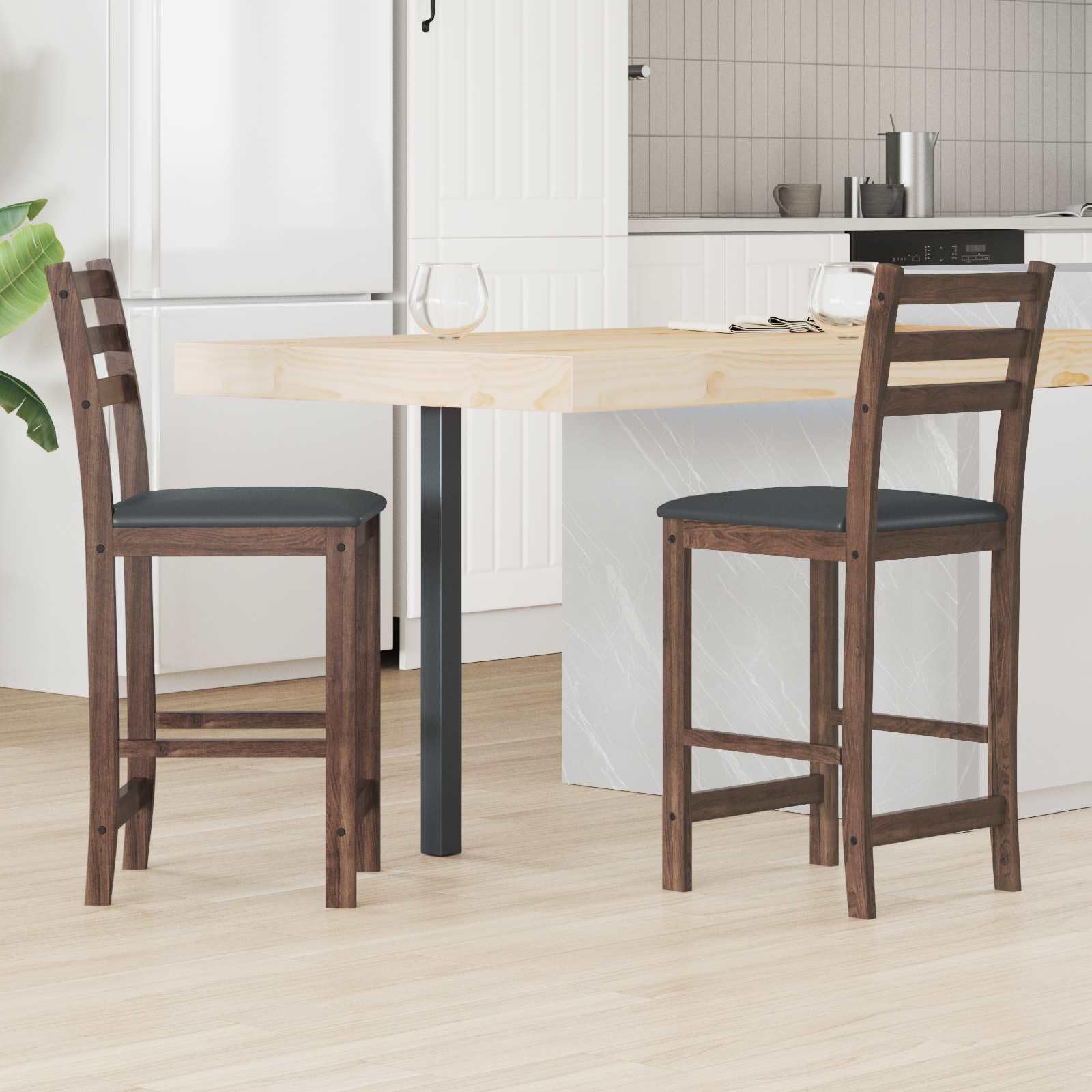 Set di 2 sedie per sala da pranzo, in legno, marrone chiaro, 40 x