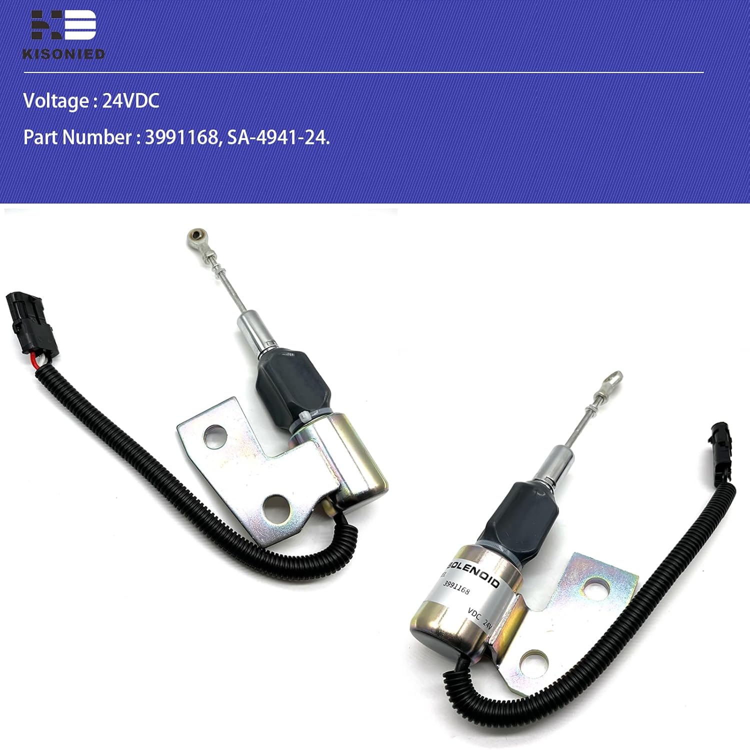 3991168 Fuel Shut Off Solenoid SA-4941-24 for Cummins Engine 4BT 5.9L Hyundai R130 R130-5 Case IH 1150H MX100 MX120 24VDC
