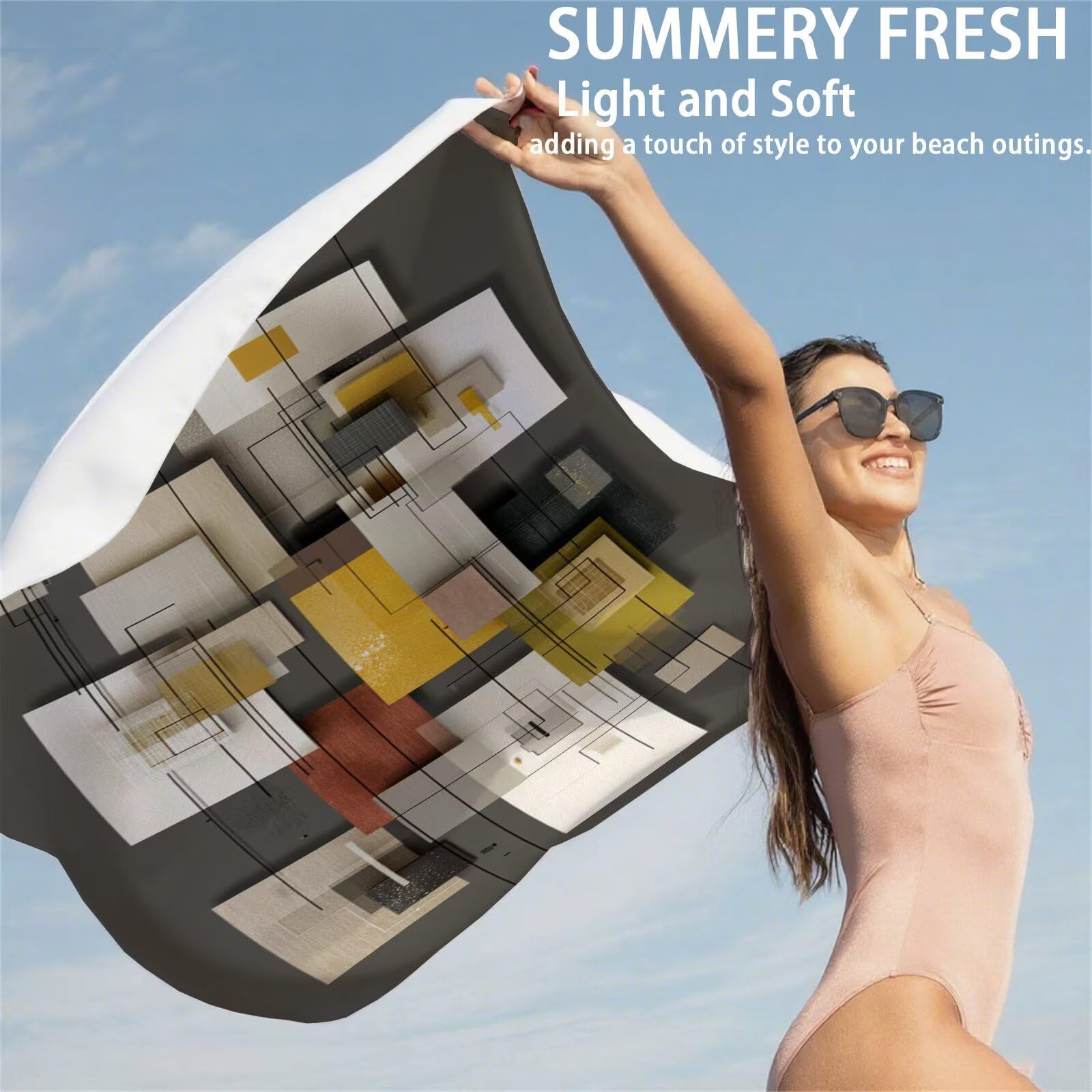 Mikrofaser Strandtuch 100x200cm, Abstrakt Strandtuch Modern Saunahandtuc 2 Stück Stranddecke Sandfrei, Schnell Trocknendes, Saugfahiges Strandmatte, Sporthandtuch für Reise Urlaub Schwimmen OC-899