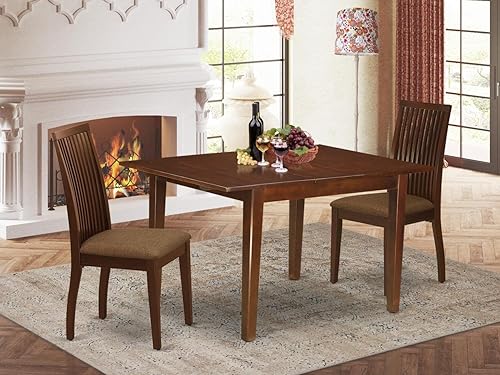 Miniatura 11 de East West Furniture MLIP7-MAH-W - Juego de comedor de 7 piezas compuesto por una mesa de comedor rectangular con hojas de mariposa y 6 sillas de