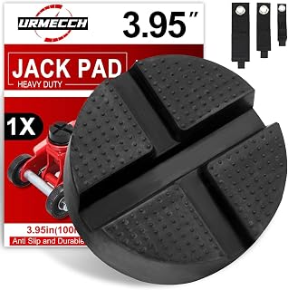 10x4.7cm X-Slot Rubber Jack Pad, Universal Car Pinch Weld Side Frame Rail Protector Puck, Anti Slip Floor Trolley Support, Flat Top Jack Stand Adapter, with 3X Extension Cord Holder Organizer
