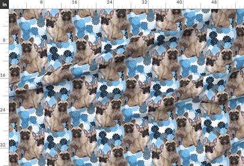 Miniatura 10 de Spoonflower Tela  Bulldog Francés Animales Perros Cachorros Pawprint Flores Impresas en Petal Signature Cotton Fabric by The Yard  Coser Acolchado