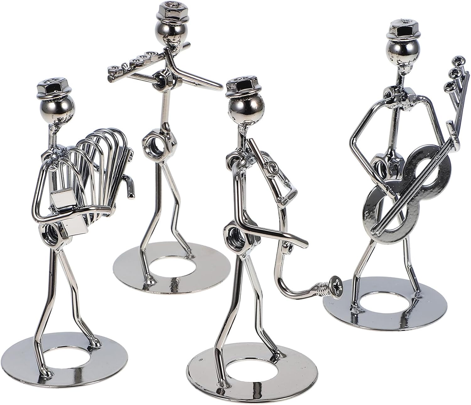 4Pcs Creative Iron Music Band Figurines Decorative Home Accessories for Bar Cafe Living Desk Craft Sculptures