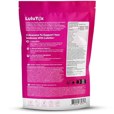 LULUTOX Detox Tea - Peach Flavor With Dandelion & Ginseng (28 Tea Bags)