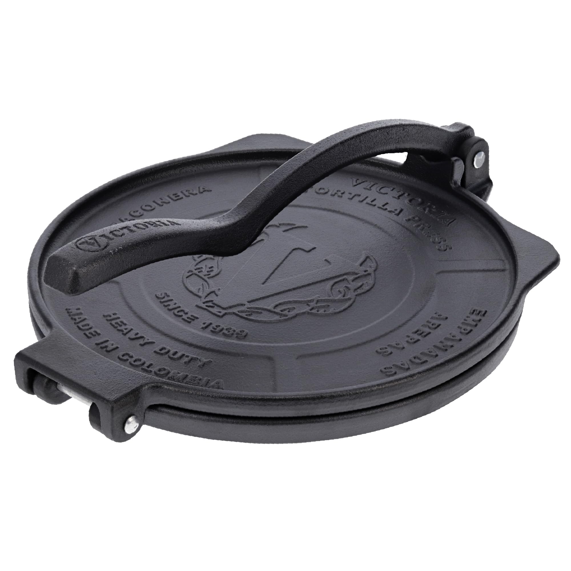 Victoria 10-Inch Commercial-Grade Cast-Iron Tortilla Press, Made from Super-Durable HD Iron, Made in Colombia