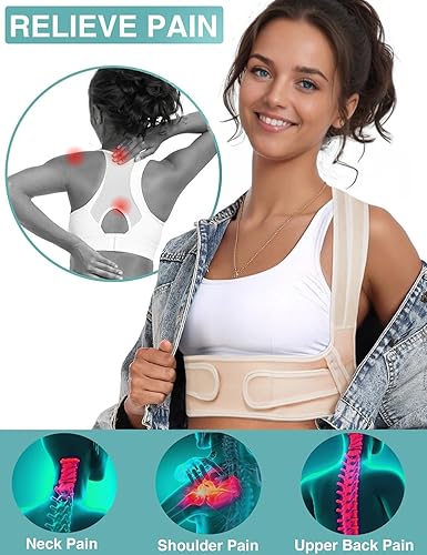 Miniatura 5 de Corrector de postura para mujeres y hombres, alisador de espalda con correas BI, corrector de postura de fibra de bambú, alivio instantáneo del