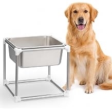 Raised Elevated Stainless Steel BowlsElevated Dog Bowl, Raised Stainless Steel Bowl with Stand for Medium Breed, Raised Feeder with Non-Slip 3 Gallon