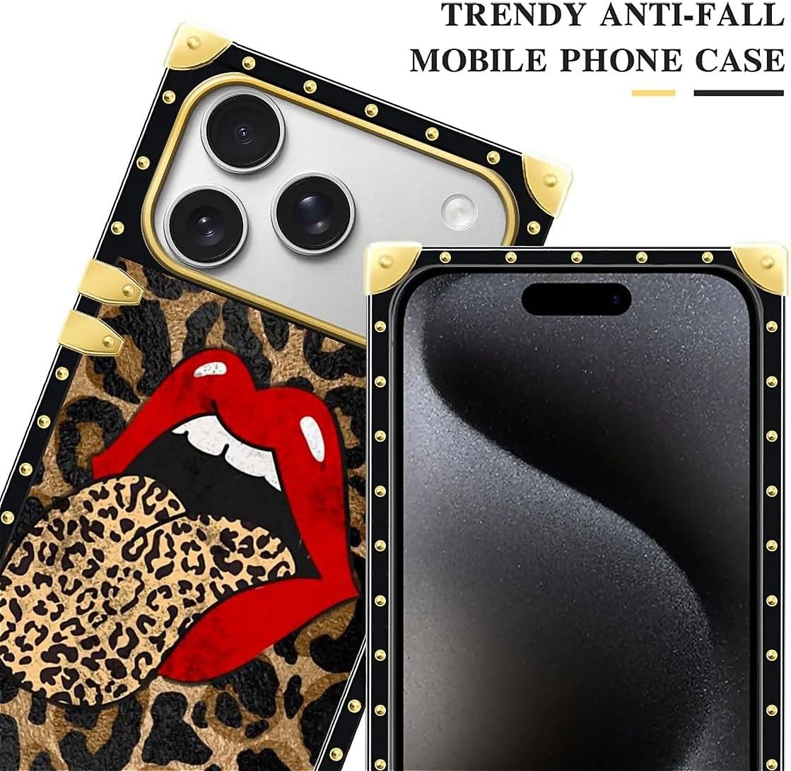 for iPhone 17 Pro Max Case Luxury Golden Decoration for Girl Women Soft TPU Shockproof Protective Hard PC Back for iPhone 17 Pro Max Crazy Pattern Brown Leopard Print Mouth image 4