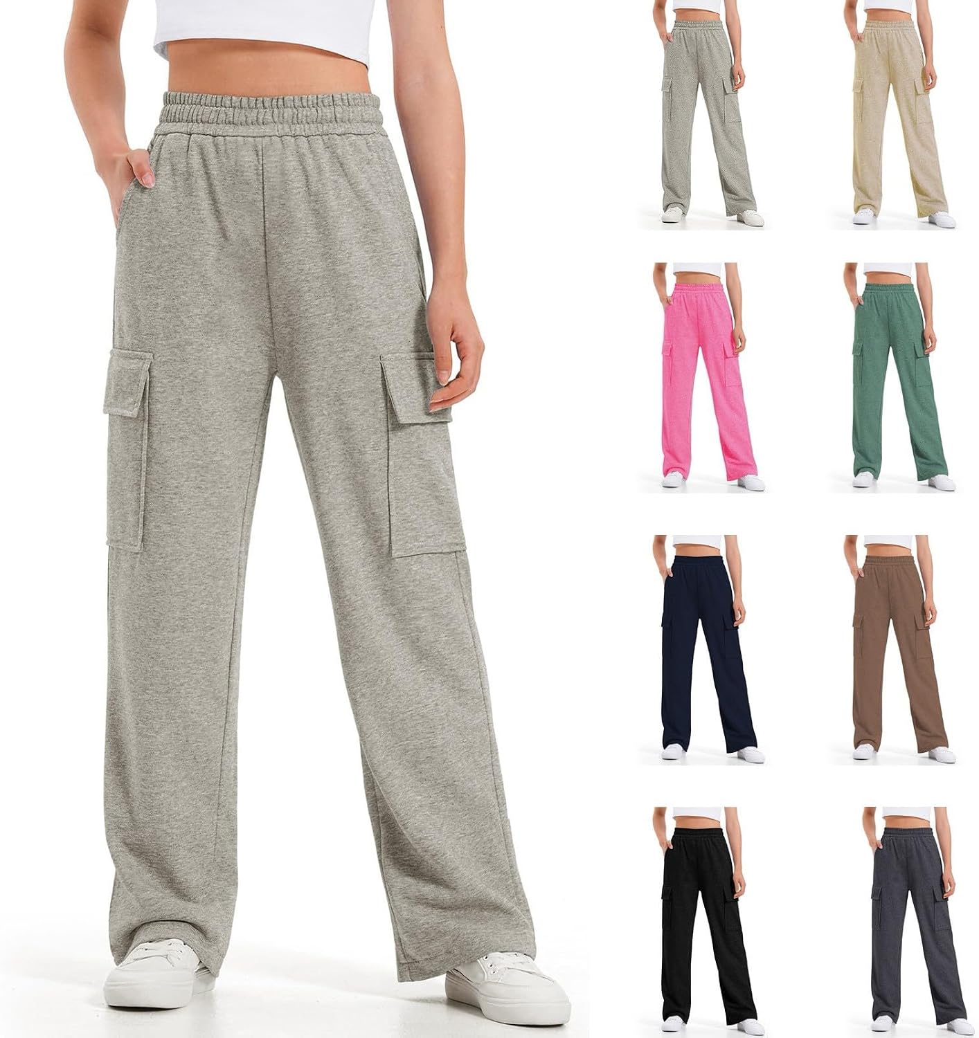 Girl's Sweatpants Elastic High Waisted Straight Leg Pants Casual Long Trousers Soft Athletic Joggers