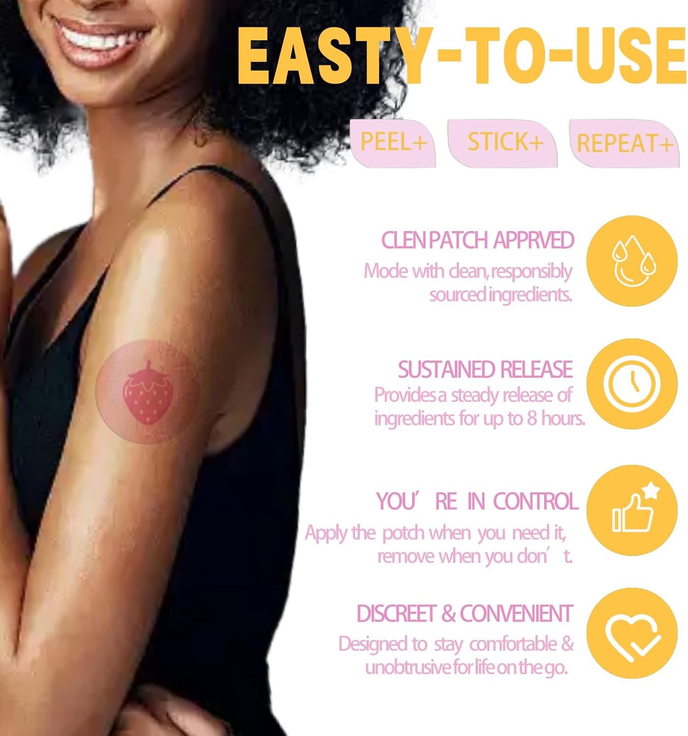 Collagen Patches for Women & Men with Vitamin C and Hyaluronic Acid -60 Patches, Premium 8-Hour Extended-Release Formula, Vegan Daily Patch