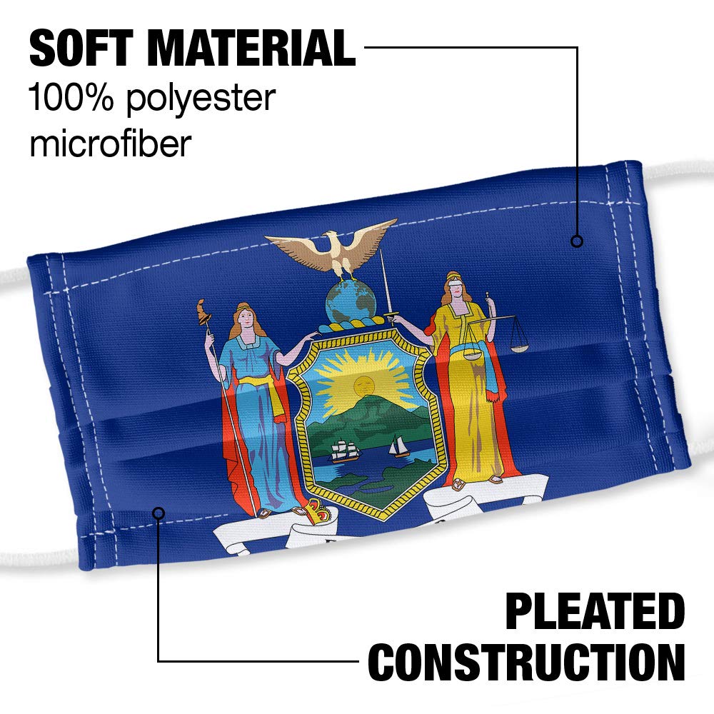 New York Flag 1-Ply Reusable Face Mask Covering with Adjustable Nose Wire, Unisex