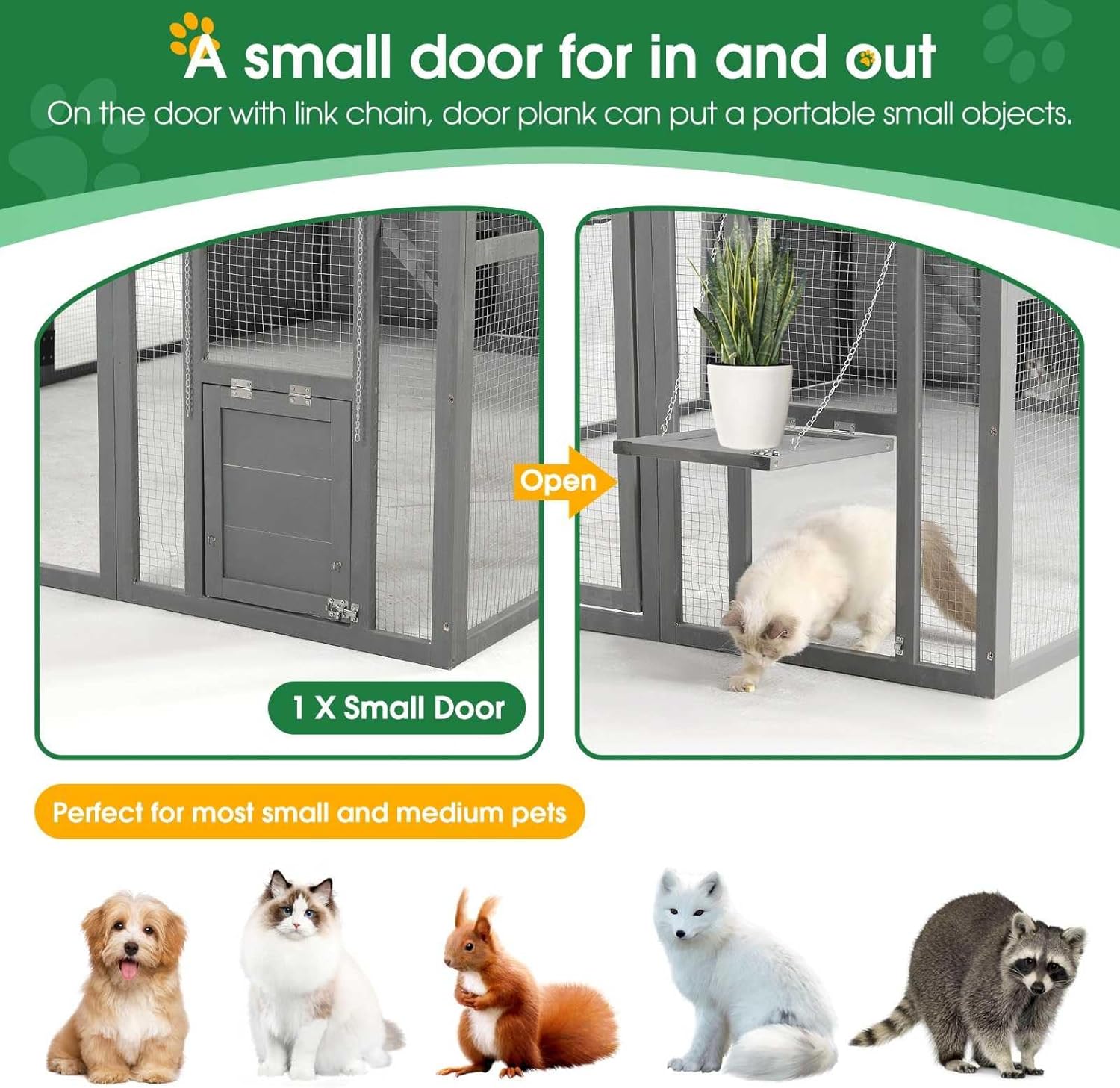 Outdoor Cat Enclosure Large Catio with Sturdy Wood Frame, UV Protection, Multiple Platforms, Safety Lock, Resting Boxes, and Bouncy Bridges for Cats - Ideal for Outdoor Playtime, Gray