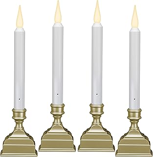 612 Vermont Battery Operated LED Window Candle with Sensor and 8 Hour Timer, Patented Dual LED Flicker Flame (Pewter)