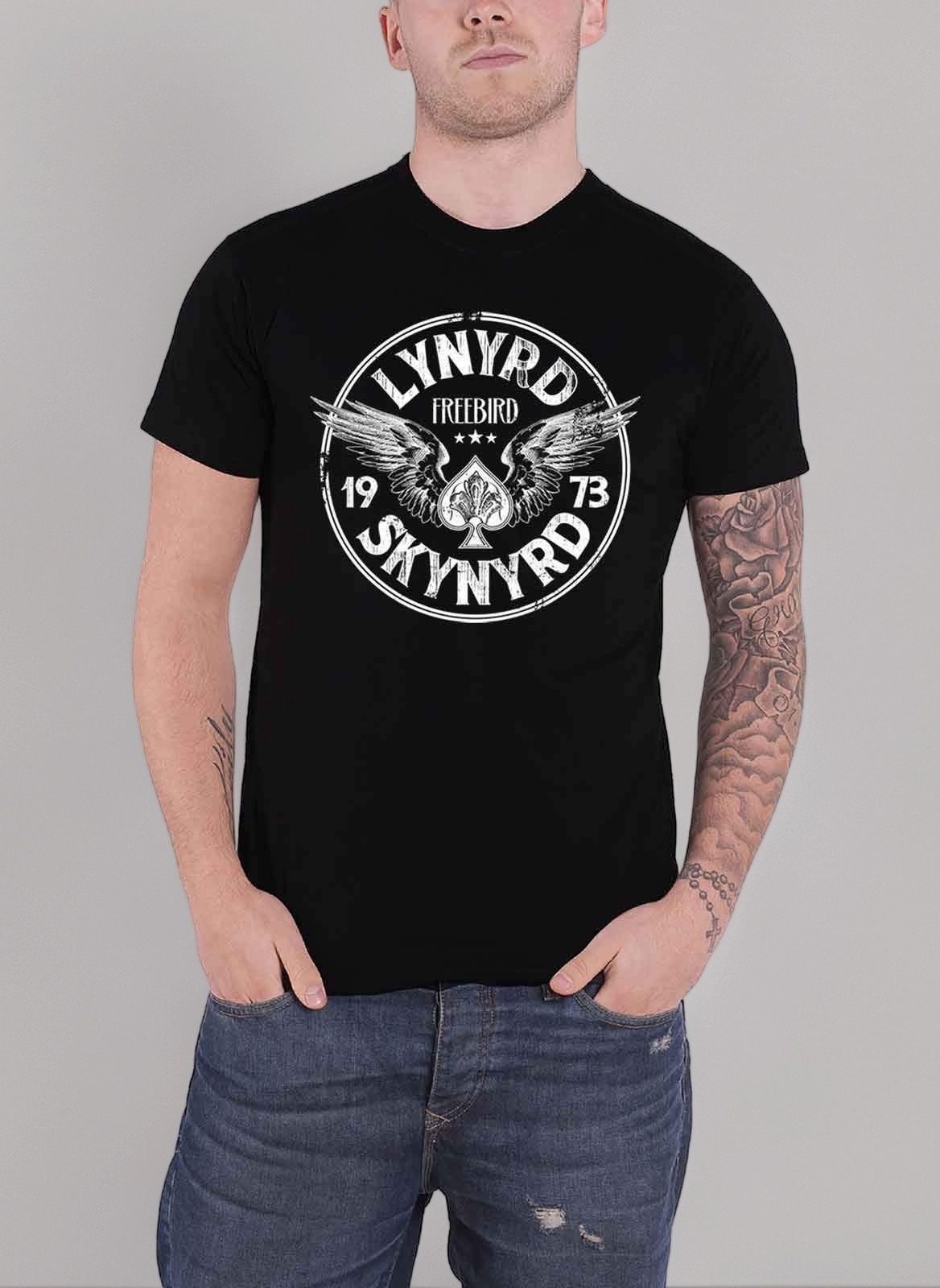 Black Freebird `73 Wings Men T-Shirt Black M, 100% Cotton, Regular