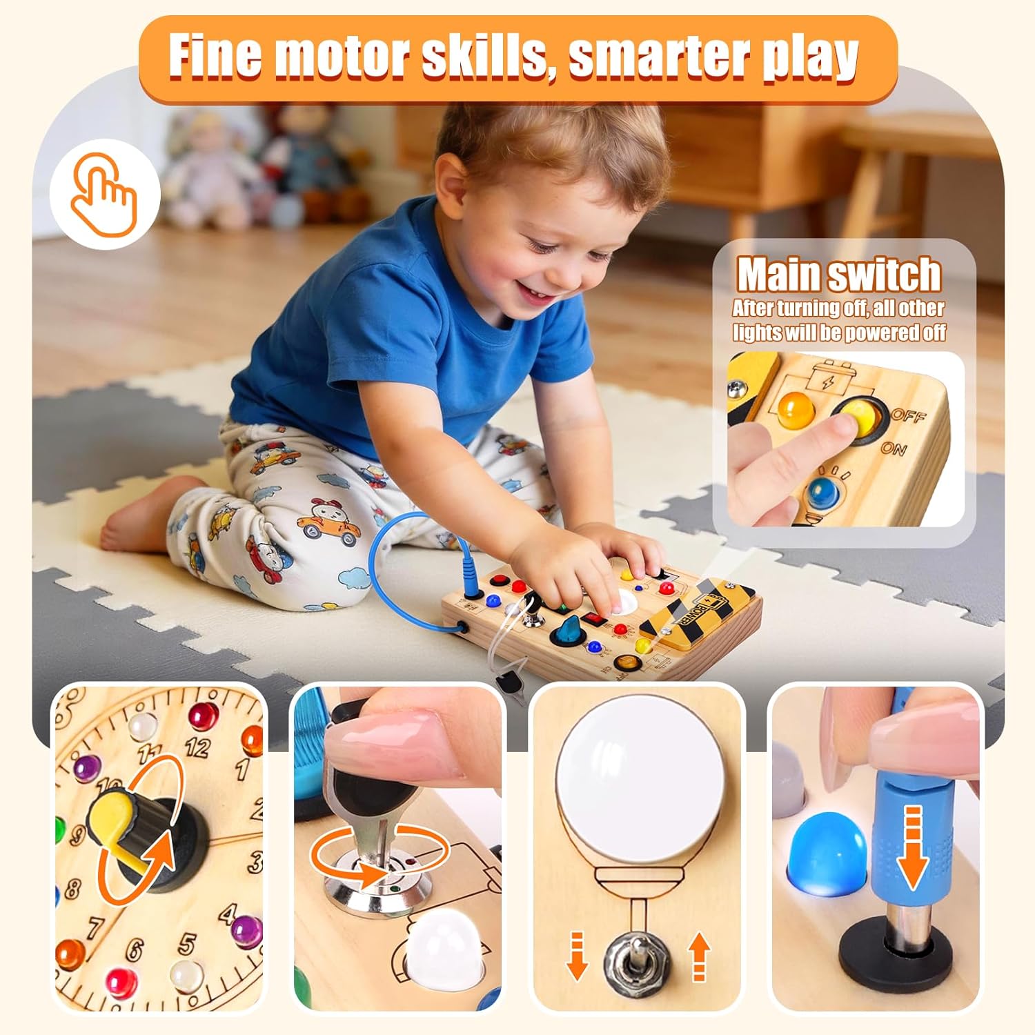 Busy Board - Montessori Toys for 1-3 Years Old Boys & Girls | Sensory Toys for Kids with Autism | Toddlers Learning Activity for Early Development (Busy Board v2) - Image 2
