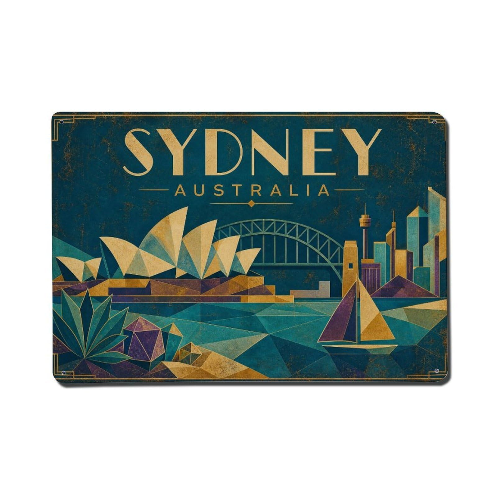 Sydney Australia City Harbor Cove Landmark Travel Metal Tin Sign