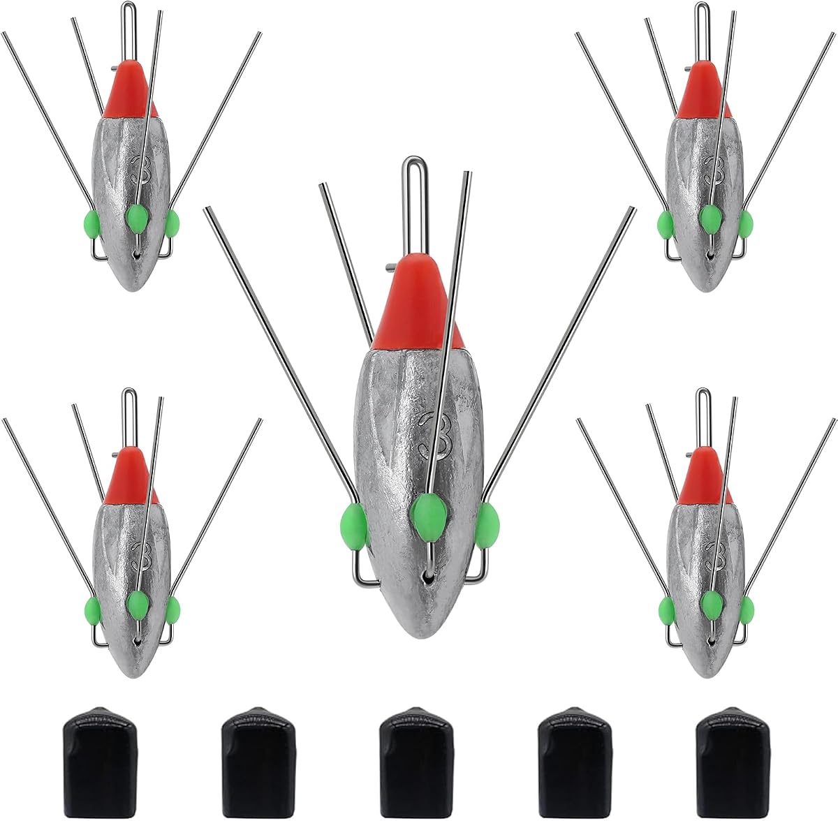 5 Pcs Sputnik Sinker Fishing Weights Lead Fishing Equipment | Long Tail Surfing Casting Spider Sinkers for Catfish Saltwater Beach Sand Ocean