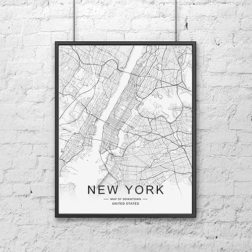Miniatura 3 de New York Map Wall Art New York Street Map Print New York Map Decor City Road Art Black and White City Map Office Wall Hanging 11x14inch Unframed