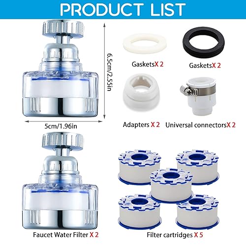 Miniatura 8 de Grifo de filtro de agua para fregadero filtro de grifo filtros de grifo giratorios de 360 purificador de grifo de cocina elimina el cloro flúor agua
