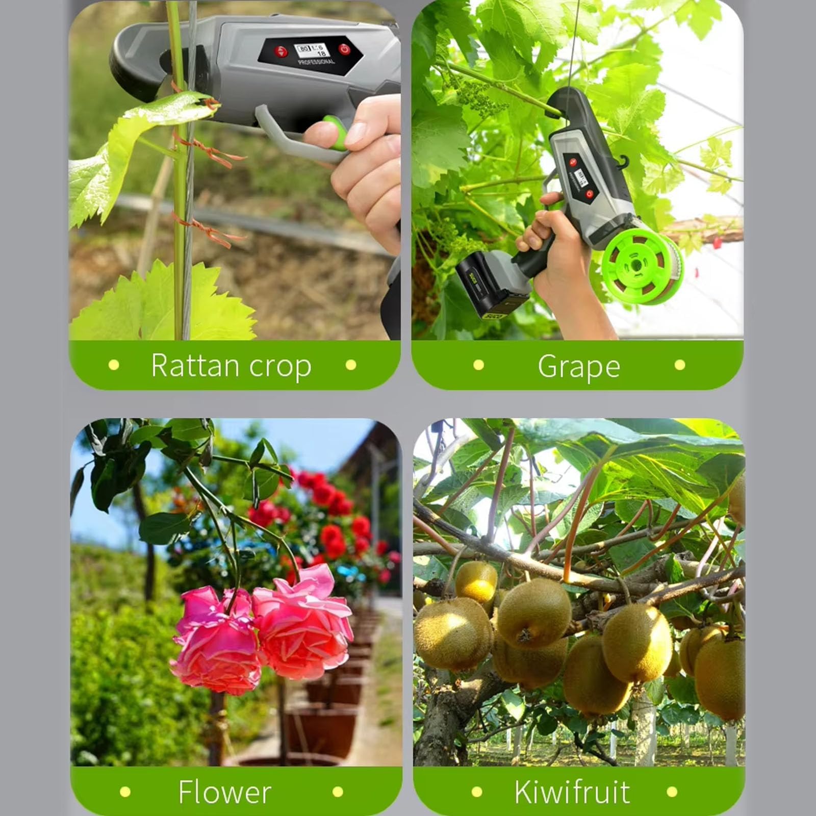 Máquina eléctrica para atar viñedos, encuadernadora de ramas inalámbrica ajustable de 3-8 engranajes, herramienta de jardín de diámetro de encuadernación recargable de 25 mm para soporte de plantas