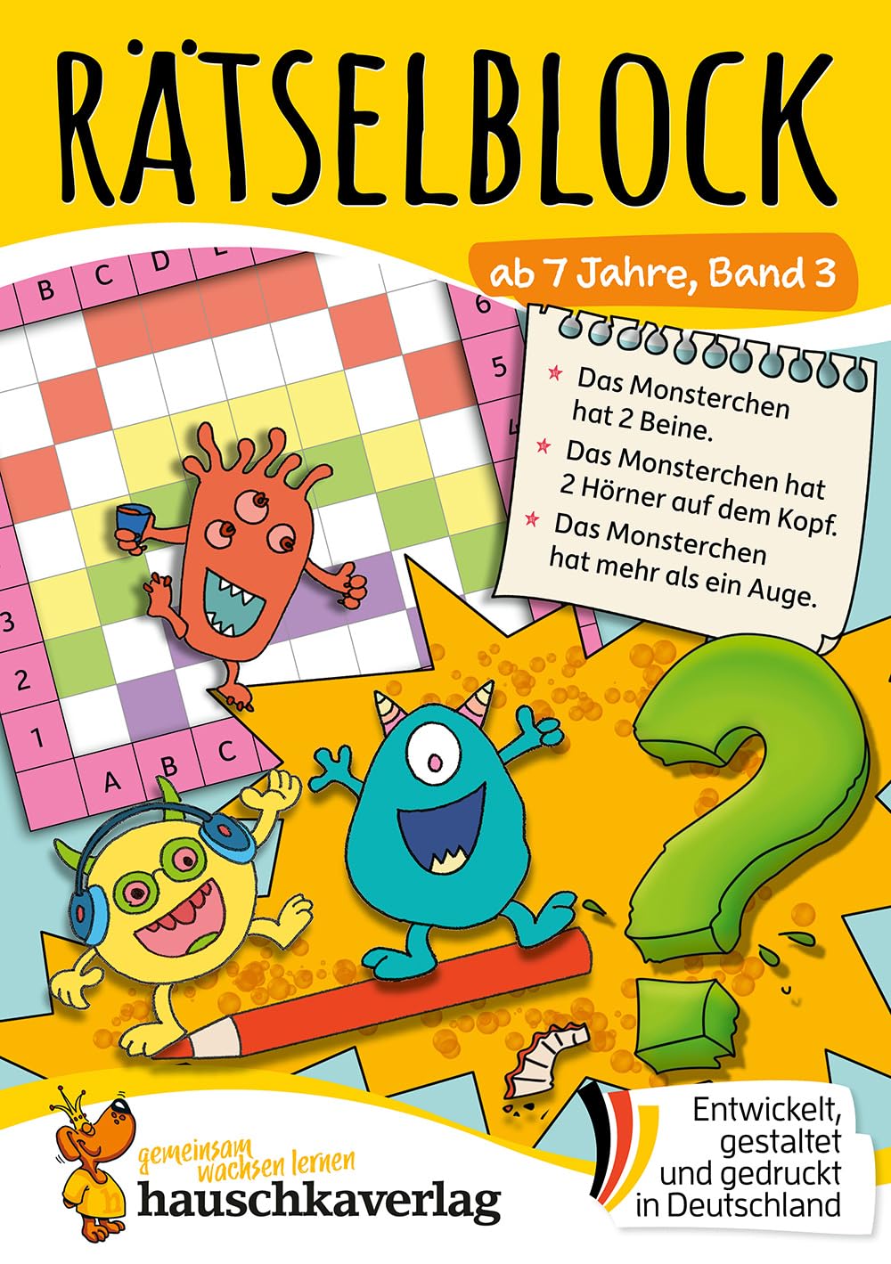 Rätselblock ab 7 Jahre, Band 3: Bunter Rätsel-Spaß für Kinder - Kreuzworträtsel, Sudoku, Labyrinth, Scherzfragen und Witze und logisches Denken