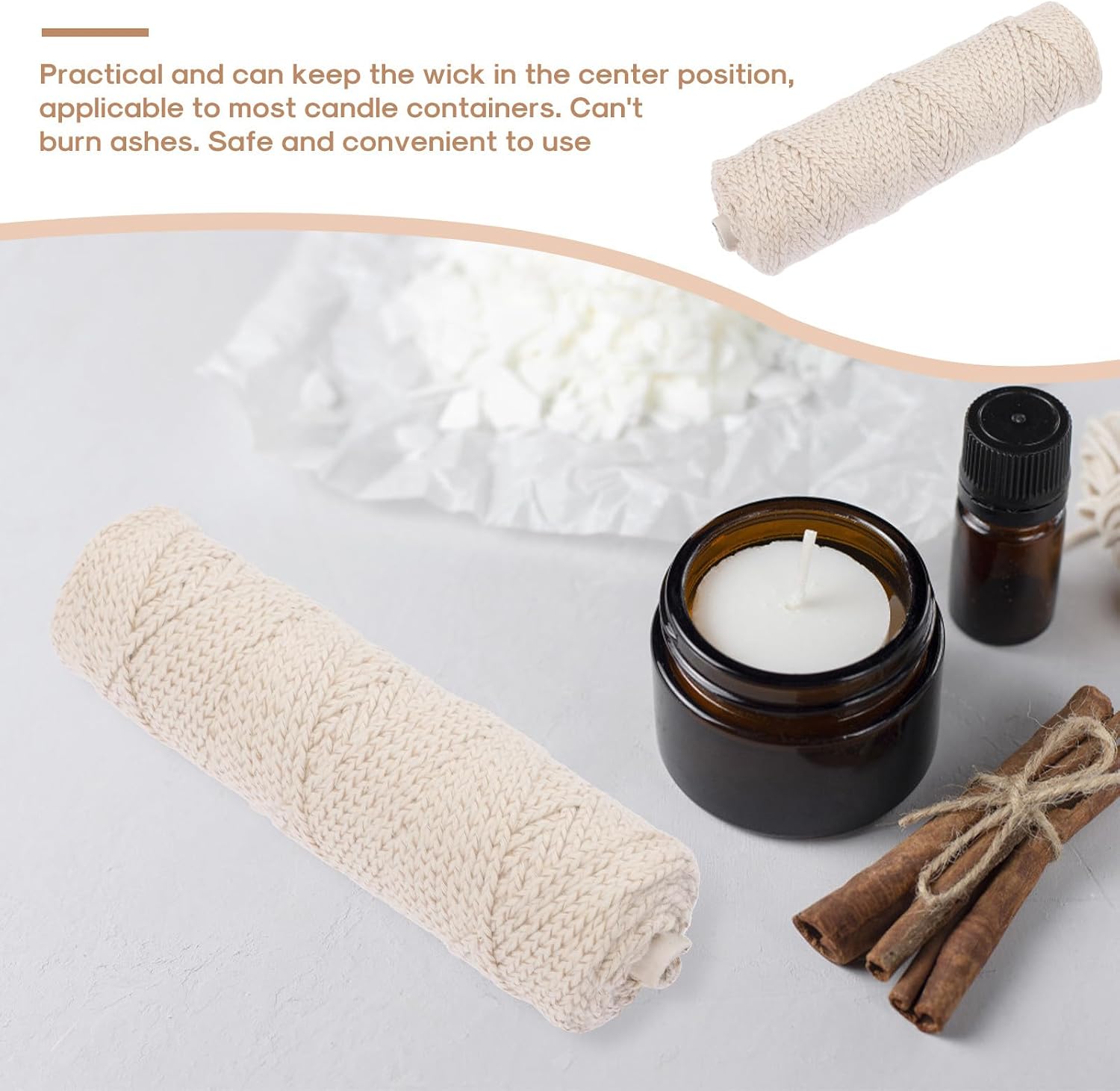 Braided Candle Wicks for Candle Making Smokeless Long Cotton Wick Suitable for Pillar Taper Beeswax