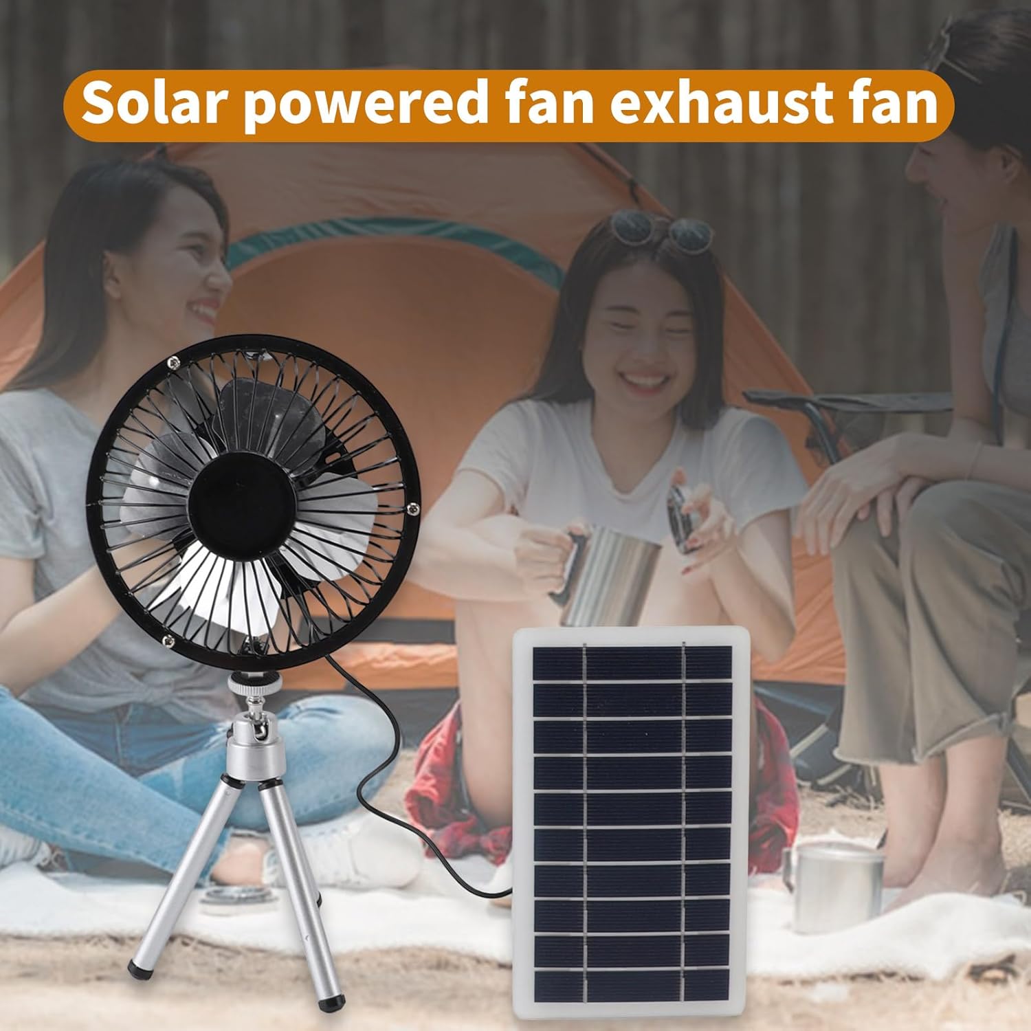 Tripod Base Cooling Fan Portable Monocrystalline Silicon Solar Panel Powered Fan Ventilator With Stretchable Stand Tripod Base Cooling