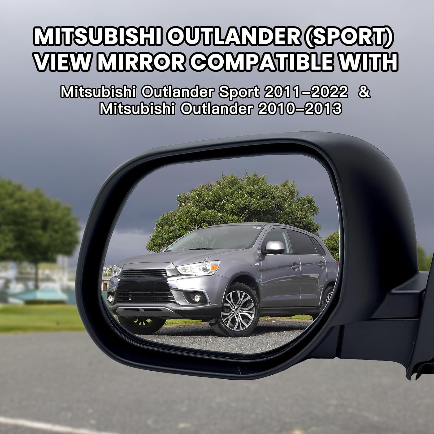 Left Driver Side Mirror Compatible with 2011-2022 Mitsubishi Outlander Sport 2010-2013 Outlander Door Mirrors Replacement Power Heated Manual Folding Silver Gray Paintable 5 Pins