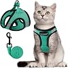 FAYOGOO Cat Harness and Leash Set | Upgrade Step-in Escape Proof Harness | Lightweight Soft Vest, No-Choke Design for Walking, Travel, Camping Green