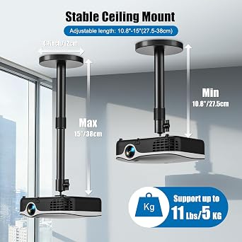 Projector Stand, Adjustable Projector Ceiling Wall Mount with 1/4 Screw
