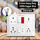 ELEGANT CASA 6+16 Amp Electric Extension Board 4 Indian and Universal Sockets with Switches, Indicator Light for Small and Large Appliances with 16 Amp Plug Top 3 Core 2.5 Mm,15 Meter Copper Wire gallery image