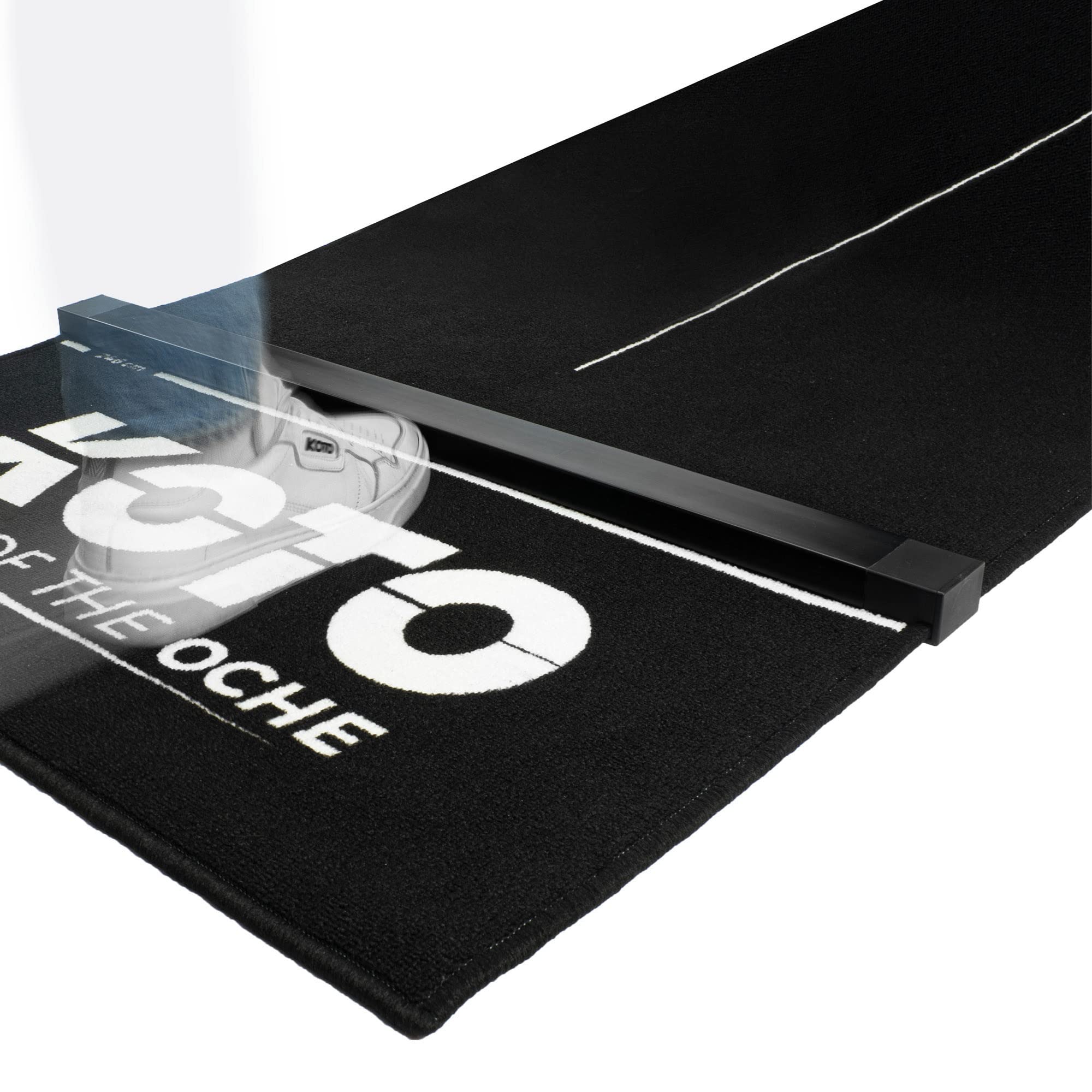 KOTO - Tapis de Fléchettes Checkout Oche Noir 285 x 80 cm + Oche INCL. Indicateur de Score, Antidérapant, Tapis Flechette Sol