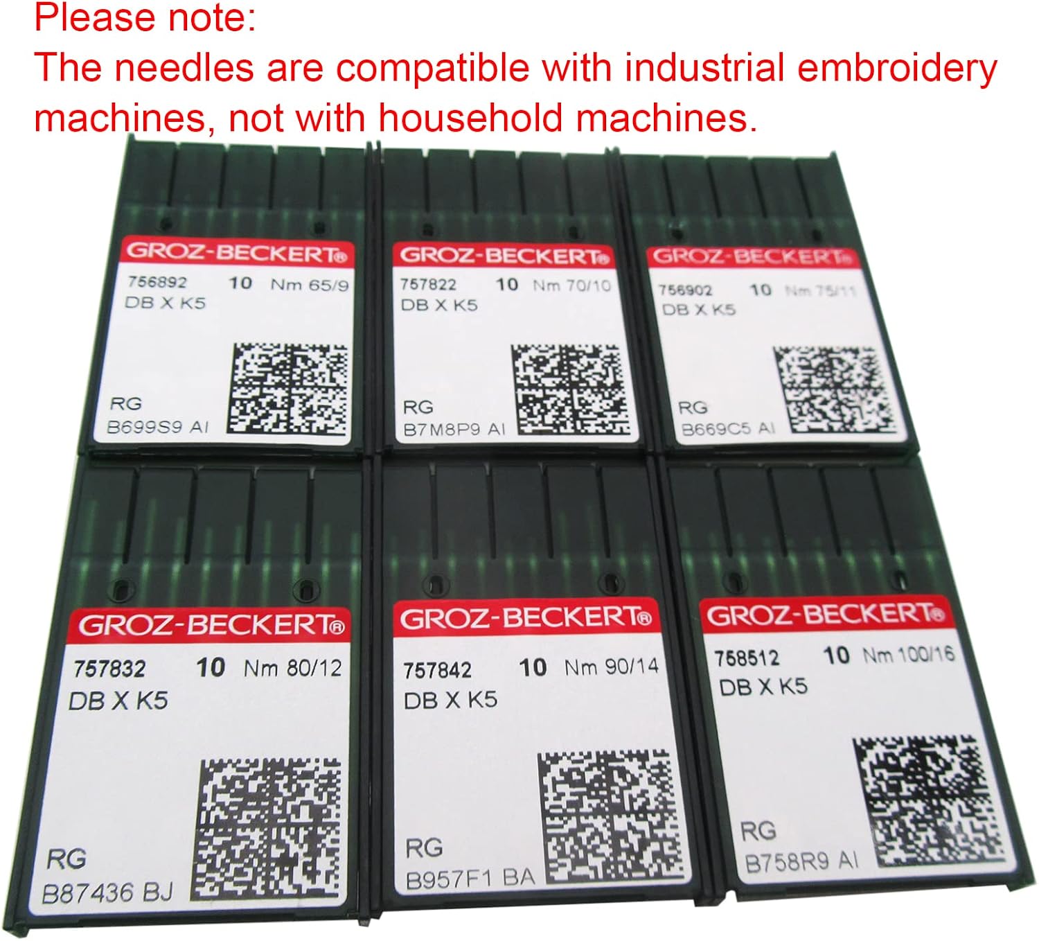 60PCS 9# -16# Groz Beckert DBXK5 Industrial Embroidery Machine Needles in CKPSMS Clear Plastic Box Compatible with/Replacement for Tajima Brand Barudan Brand SWF Brand