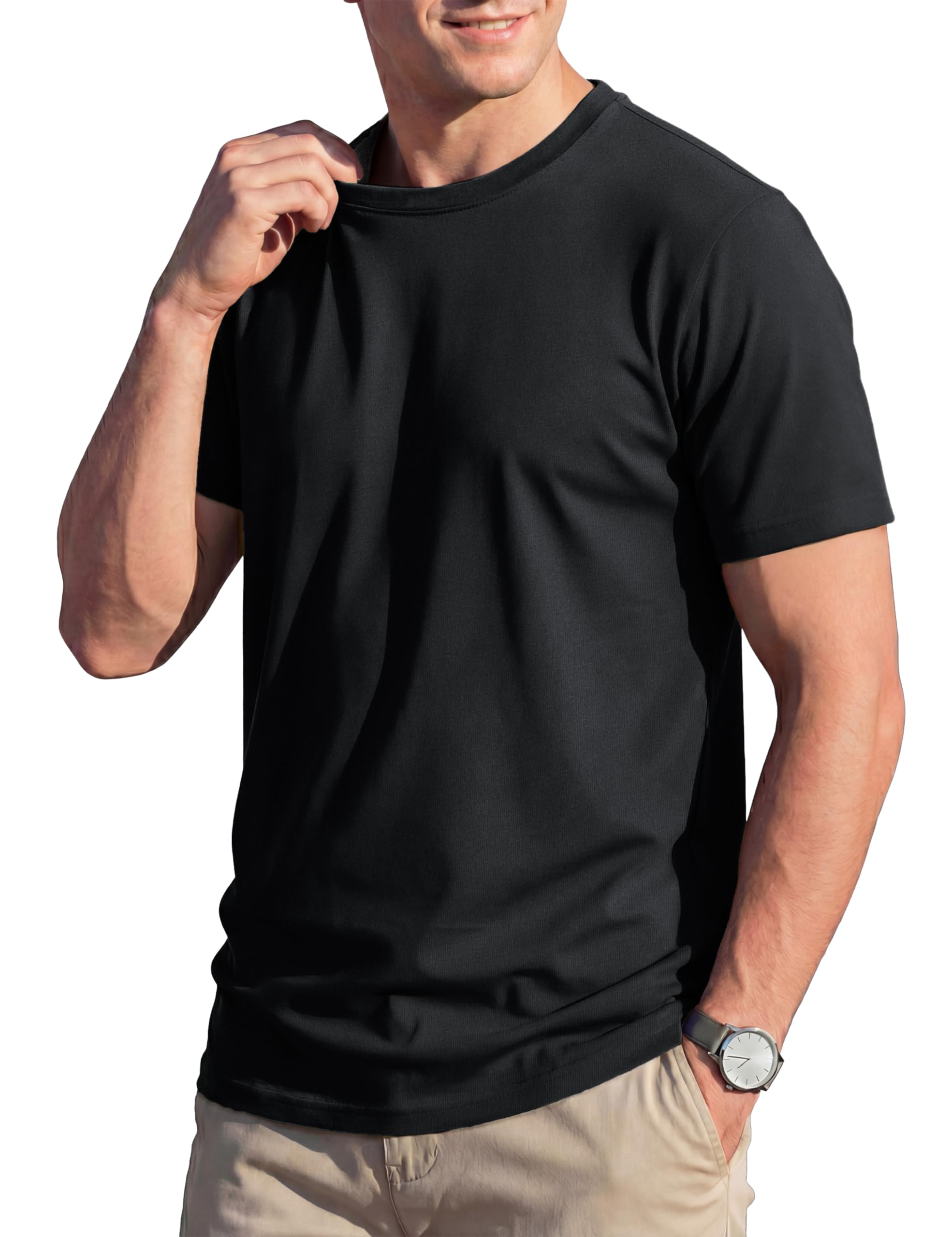 TACVASEN T Shirt Herren Kurzarm Baumwolle T-Shirt Rundhals Sommer Tshirt Regular Fit Basic Tops Weiches Casual Oberteil