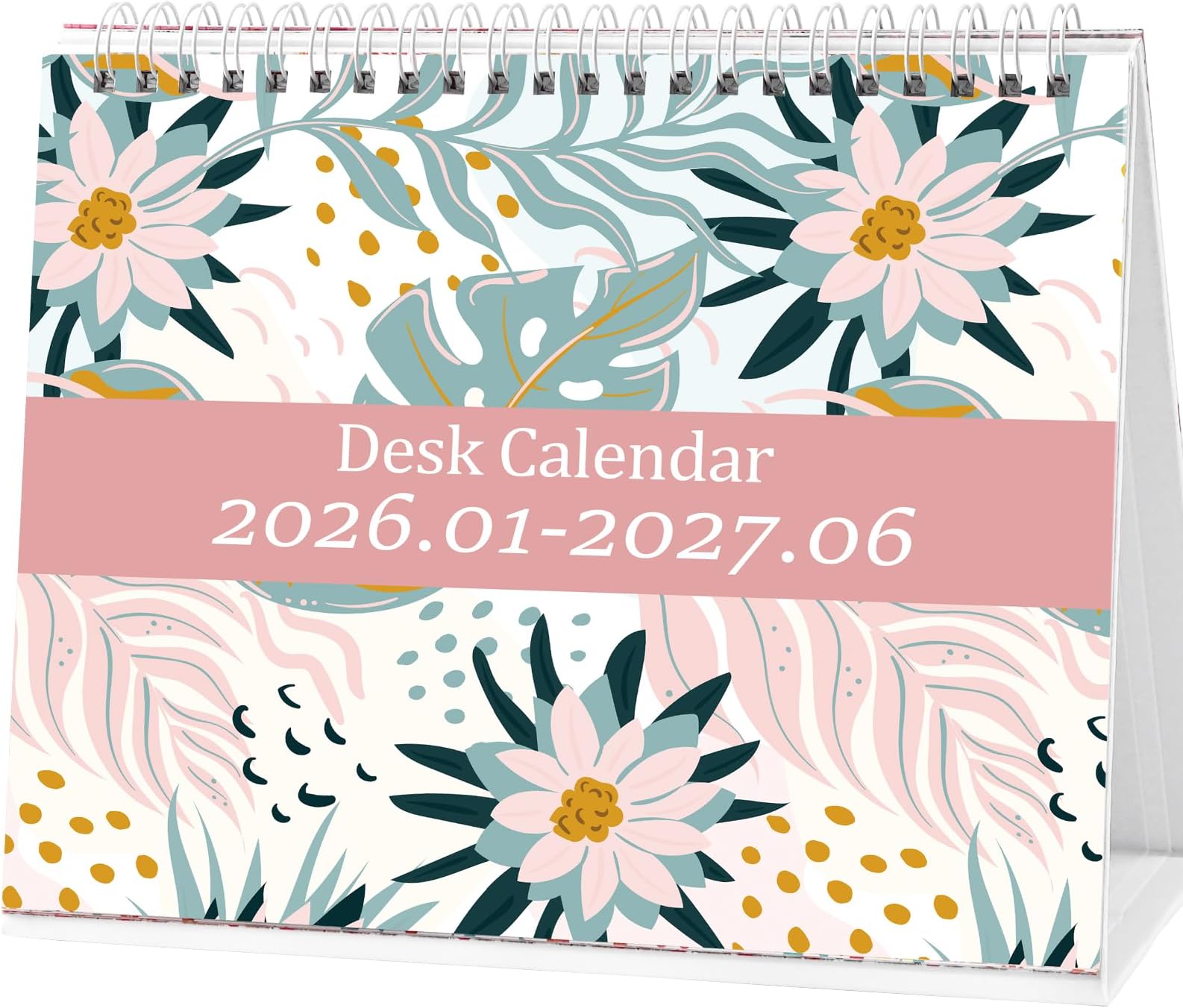 Koncci Desk Calendar 2026-2027, 18 Months from January 2026 to June 2027, 22 x 18cm Standing Flip Calendar with Thick Paper, Month to View with 234 Stickers for School Office Home