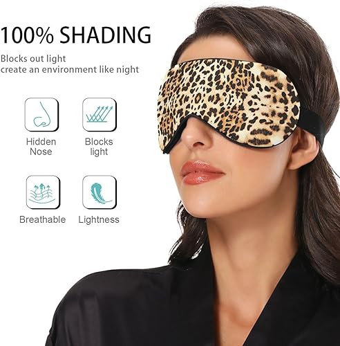 Miniatura 5 de Máscara de dormir sexy con estampado de leopardo para mujeres y hombres, suave y cómoda, bloqueo de luz, vendaje ajustable, cubierta de ojos