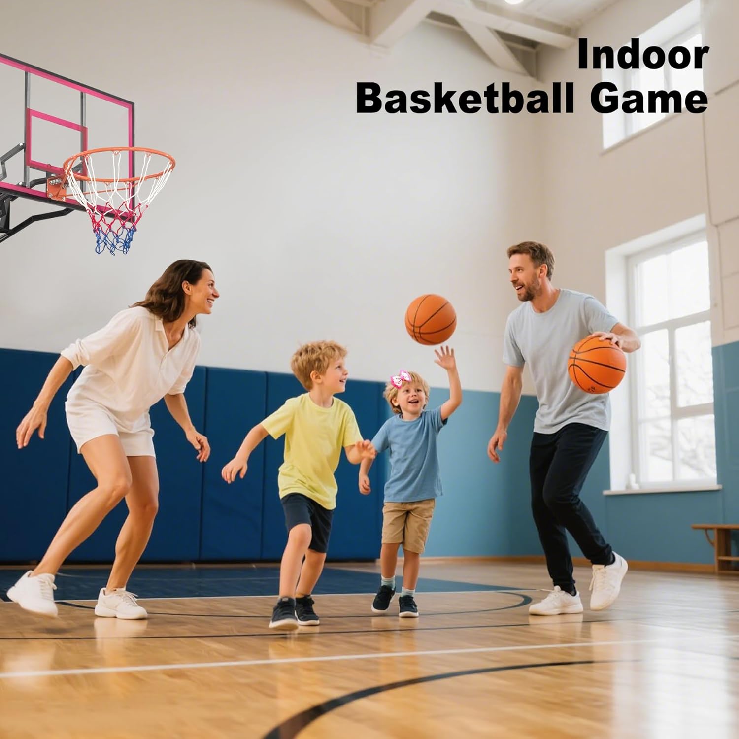 44 Inch Portable Basketball Hoop Outdoor, 8ft-10ft Height Adjustable Basketball Goal System with Shatterproof PVC Backboard & Dunkable Spring Rim, 165lbs Stable Base with Wheels for Driveway