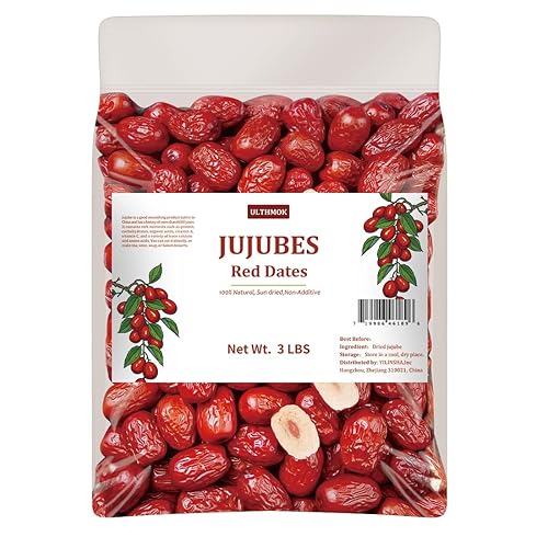 Dátiles rojos de azufaifo premium 3 libras47.94 oz, frutas secas seleccionadas, grandes y deliciosas, 100% naturales