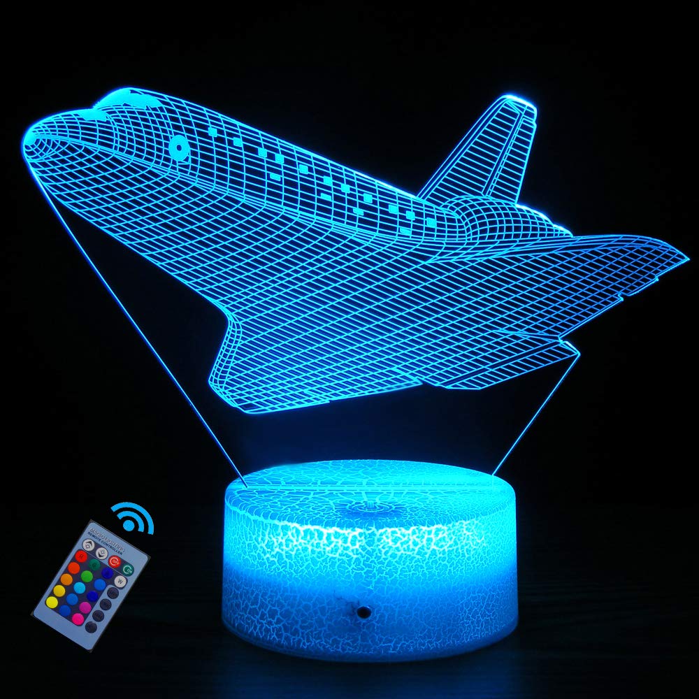 HYODREAM Space Shuttle Columbia/Challenger/Discovery/Atlantis/Endeavour Craft 3D Optical Illusion Lamp Night Light for Kids Boys and Girls as Perfect Gifts on Birthdays or Holidays…