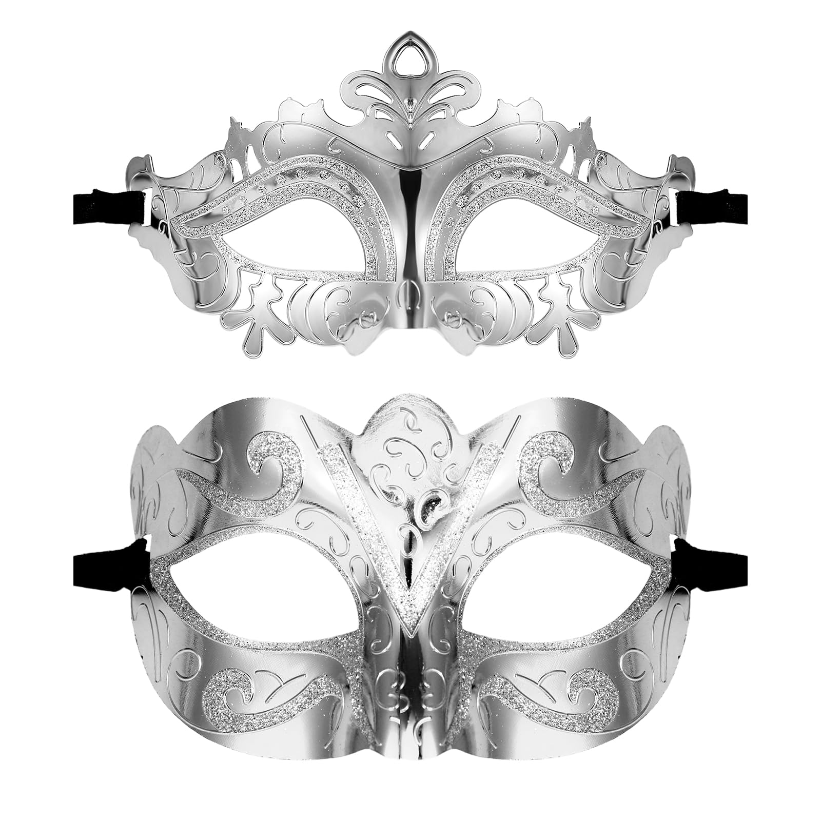 Oidea Masquerade Mask for Couples: Ultra-Thin Glittery Carnival Venetian Mask Halloween Mardi Gras Costume Mascarade Ball Party Masks for Women and Men Silver