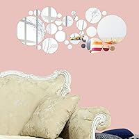 Vista 4 de Juego de 56 calcomanías de pared de espejo flexibles, acrílico extraíble, círculo, autoadhesivo, plástico para decoración del hogar (redondo)