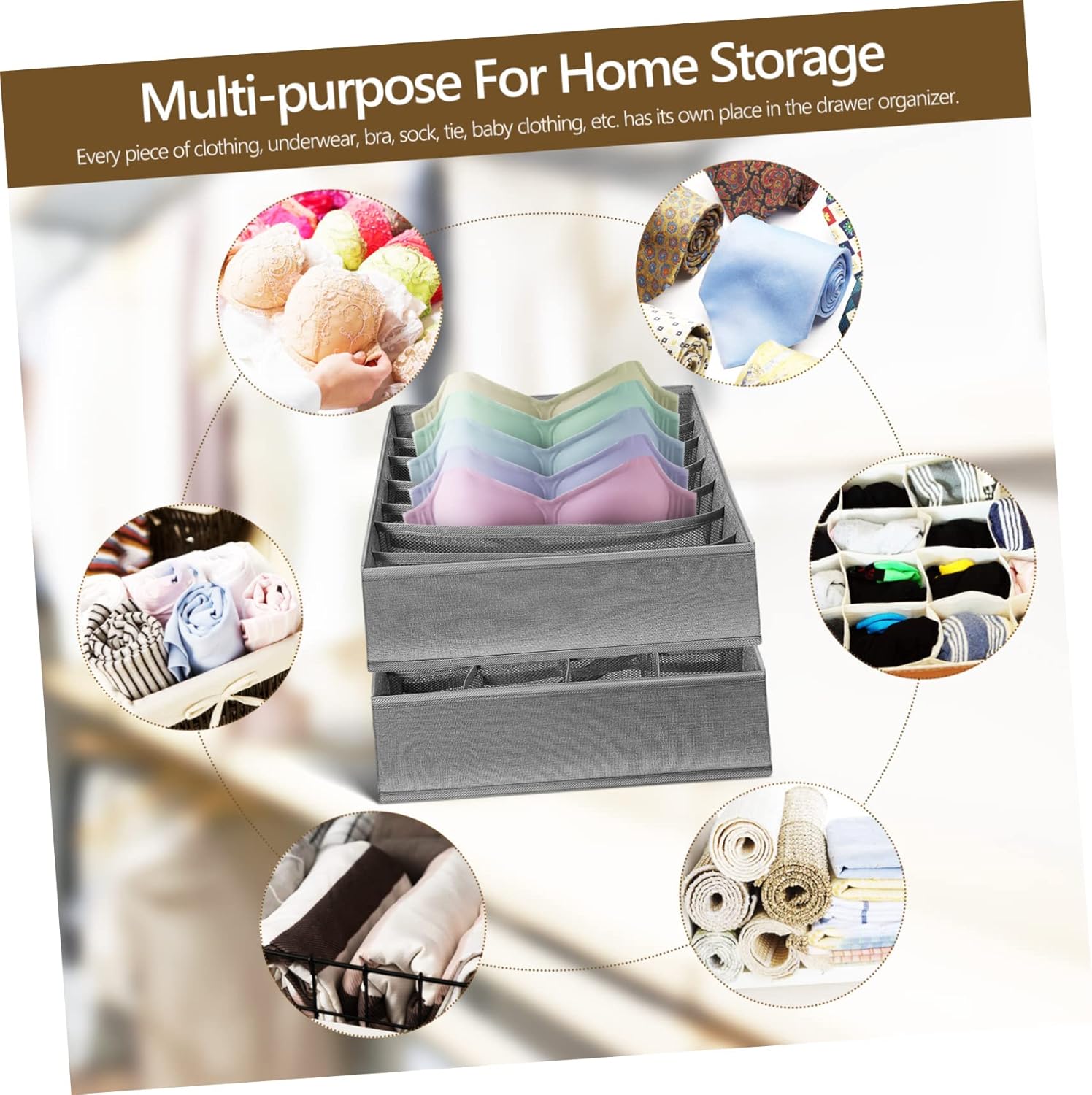 Cabilock 4Pcs Foldable Cationic Drawer Organizer for Underwear Socks Bras and Ties Space Saving Closet Storage Boxes Cells for Efficient Clothing