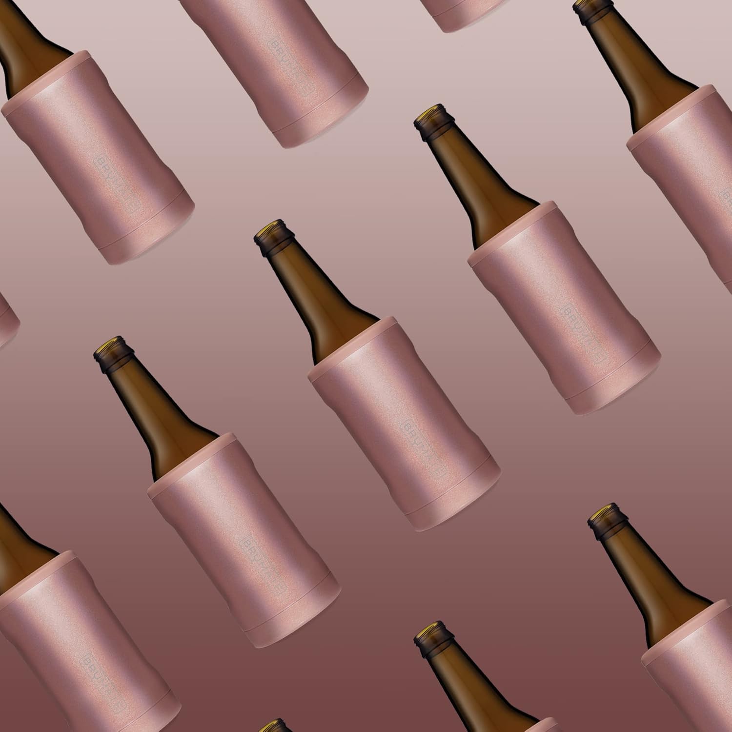 BrüMate Hopsulator Bott'l Insulated Bottle Cooler for Standard 12oz Glass Bottles | Glass Bottle Coozie Insulated Stainless Steel Drink Holder for Beer and Soda (Glitter Rose Gold): Home & Kitchen